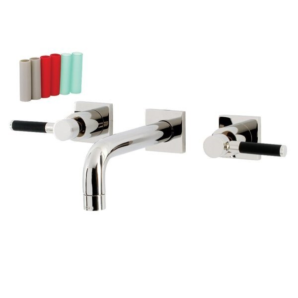 KS6126DKL Two-Handle Wall Mount Bathroom Faucet, Polished Nickel, Kingston Brass, Mfr#: KS6126DKL